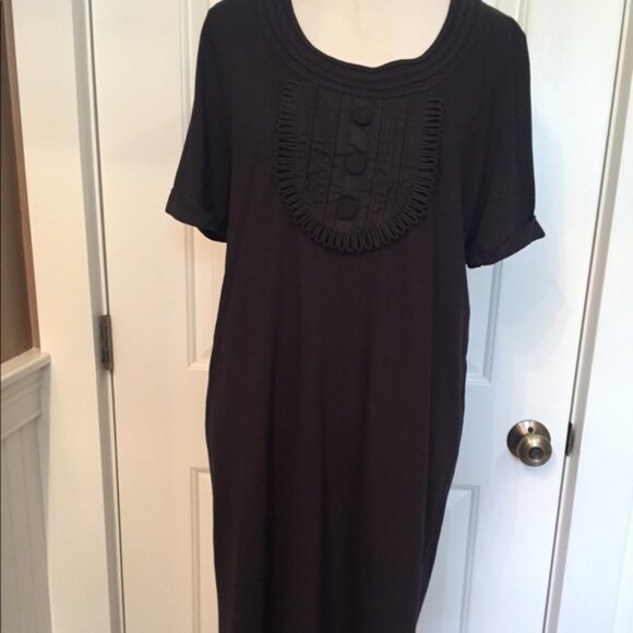 SEE BY CHLOE DRESS BLACK JERSEY KNIT SHIFT ITALY 46 US 10 - Picture 1 of 8